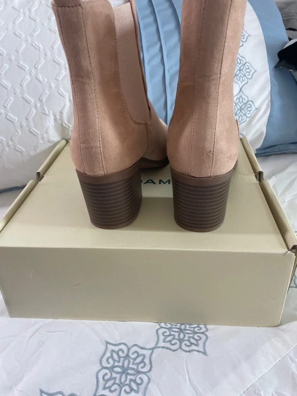 J. Adams Andi nude suede ankle boots